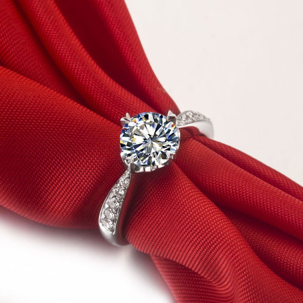 Real Solid 18K White Gold Female Marriage Ring 1CT Genuine Moissanite Women Wedding Anniversary Ring Promise Love Forever · v2